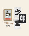 Modernist Shapes Paint By Number Kit on a cream background. 