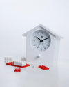 The Early Bird Alarm Clock in White on a white background. 