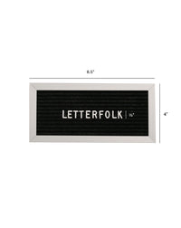 The Letterfolk Mini Letter Board with dimensions on a cream background. 